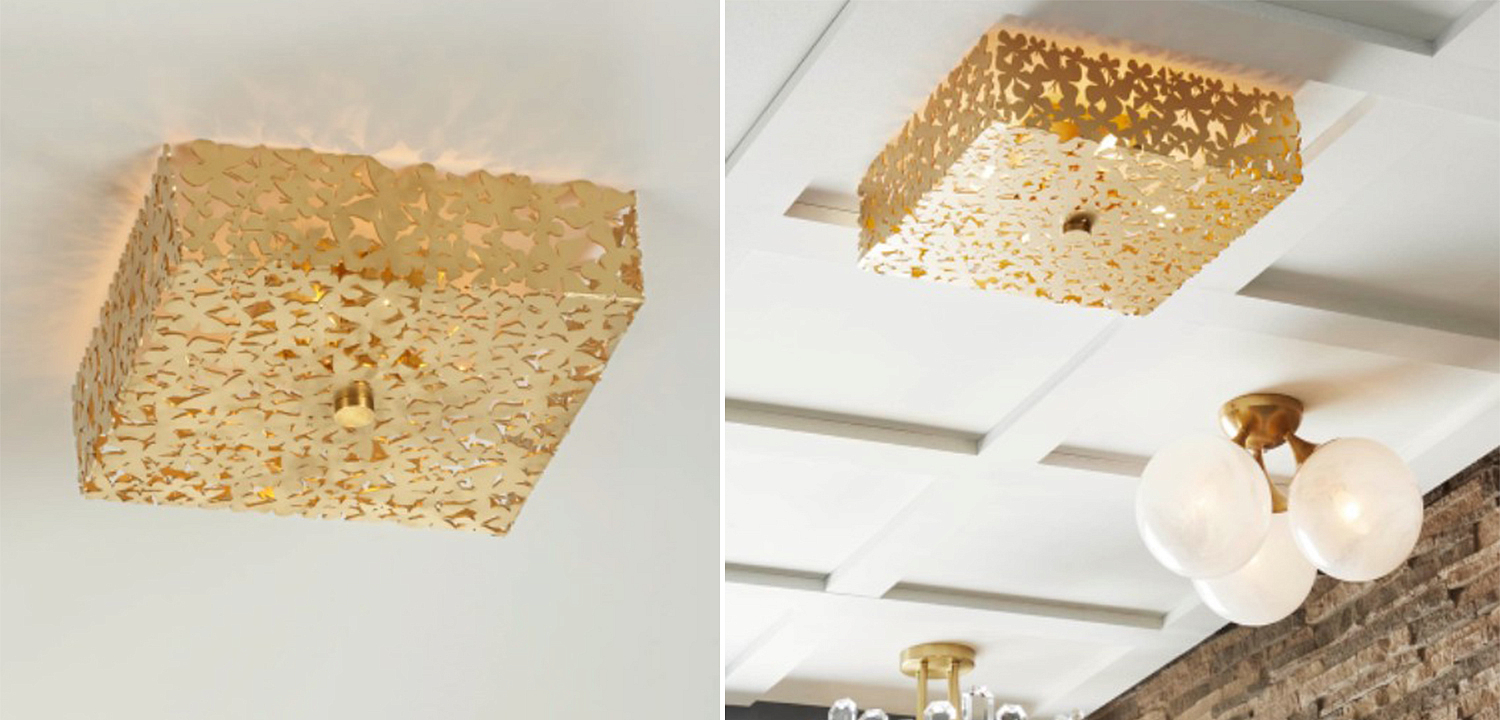 Светильник квадратный с золотыми бабочками Tommy Mitchell Square Butterfly Flush-Mount Light Светильник квадратный с золотыми бабочками Tommy Mitchell Square Butterfly Flush-Mount Light - Loft-Concept в Рязани