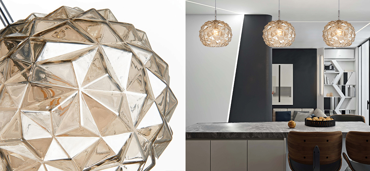 Подвесной светильник коньячного цвета Geometry Glass Подвесной светильник коньячного цвета Geometry Glass - Loft-Concept в Рязани