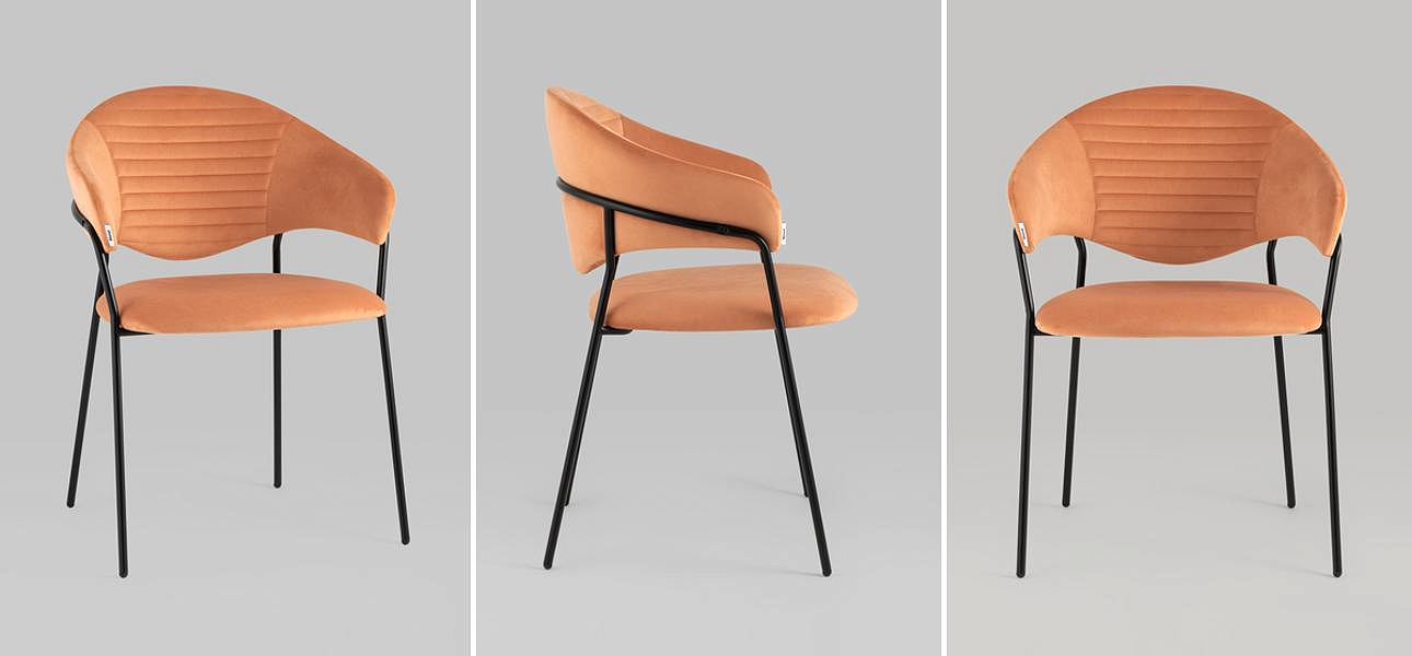 Стул Alexis Chair Оранжевый Велюр Стул Alexis Chair Оранжевый Велюр - Loft-Concept в Рязани