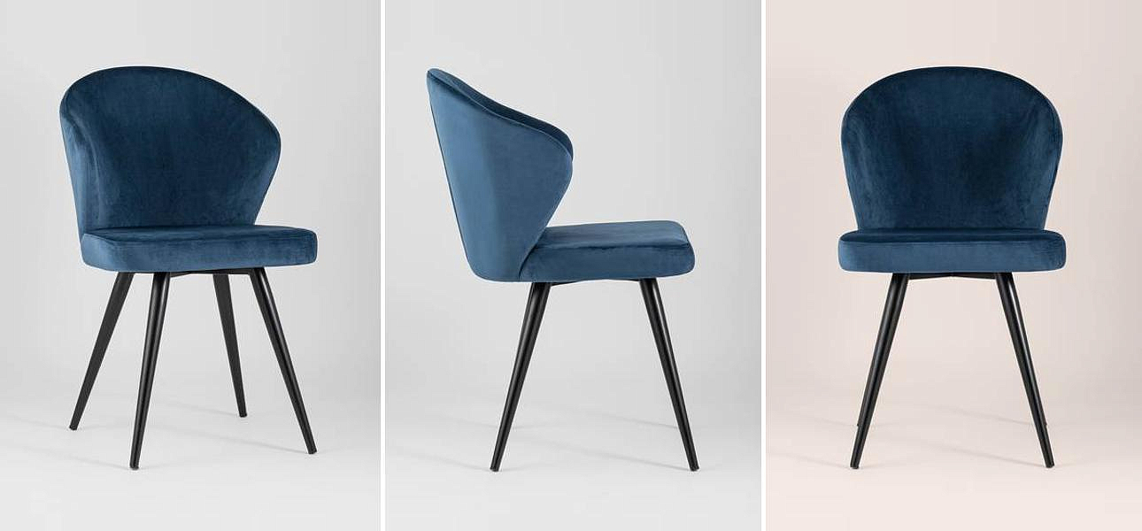 Стул Синий Бархат Volante Chair Стул Синий Бархат Volante Chair - Loft-Concept в Рязани