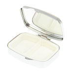 Таблетница карманная прямоугольная с 2-мя отделениями с зеркалом и накладкой из натурального камня Жадеит Silver Stone Pillboxes варинант исполнения - 3 | Loft Concept в Рязани