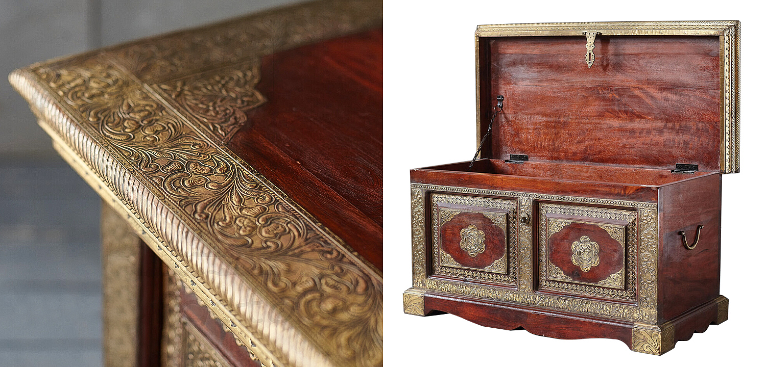 Сундук с латунной чеканкой Kanta Indian Inlaid Chest Сундук с латунной чеканкой Kanta Indian Inlaid Chest - Loft-Concept в Рязани