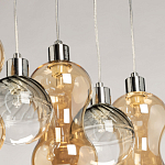 Люстра с 3-мя плафонами волнообразной формы цвета янтарь и 2-мя прозрачными шарообразными плафонами Lucid Rain  варинант исполнения - 8 | Loft Concept в Рязани