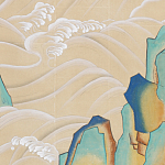 Обои ручная роспись Matsushima Waves Kano on Edo Straw India tea paper варинант исполнения - 2 | Loft Concept в Рязани