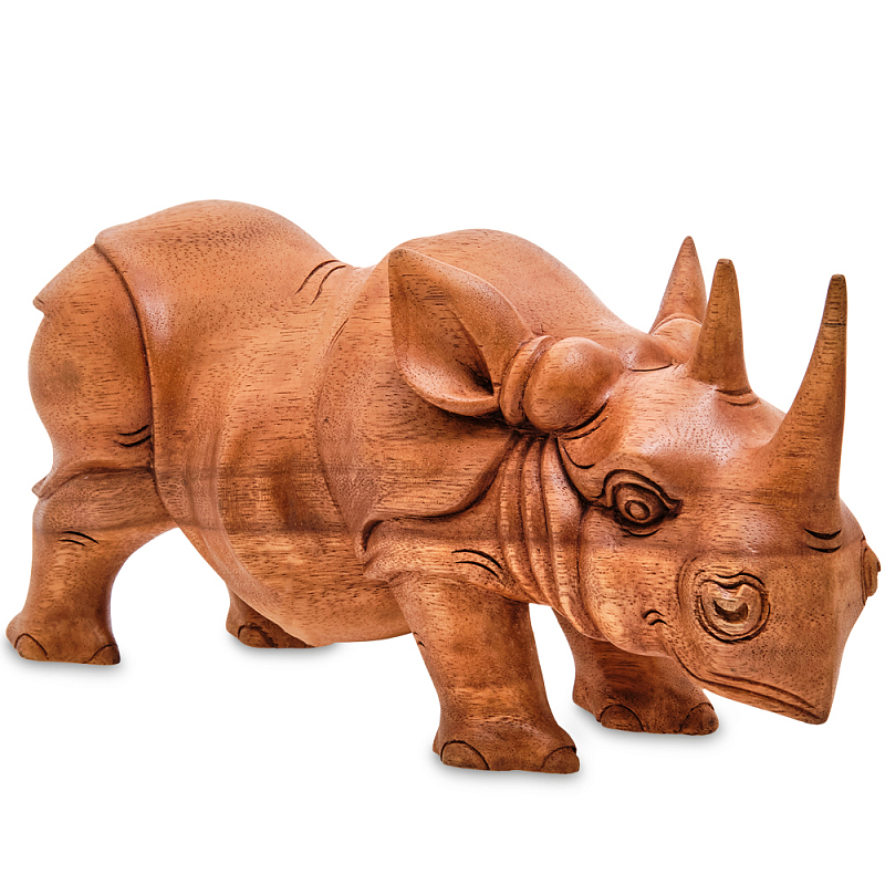 Статуэтка деревянная в виде носорога Rhino Horn Коричневый Статуэтка деревянная в виде носорога Rhino Horn Коричневый в Рязани | Loft Concept