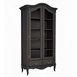 Шкаф книжный черный из массива бука со стеклянными дверцами и 5-ю полками Black Provence варинант исполнения - 1 | Loft Concept в Рязани