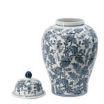 Ваза с крышкой и бело-синим цветочным узором Blue & White Ornament  варинант исполнения - 1 | Loft Concept в Рязани