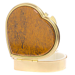 Таблетница карманная в форме сердца с 3-мя отделениями с зеркалом и накладкой из натурального камня Яшма Змеиная Gold Stone Pillboxes варинант исполнения - 2 | Loft Concept в Рязани