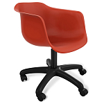 Стул пластиковый красного цвета на колесиках с подъемно-поворотным механизмом Eames Red варинант исполнения - 1 | Loft Concept в Рязани