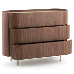 Комод округлой формы с тремя ящиками Walnut and Leather варинант исполнения - 3 | Loft Concept в Рязани