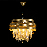 Люстра цвета матового золота с металлическими лентами и длинными прозрачными подвесками Gilded Waves варинант исполнения - 3 | Loft Concept в Рязани