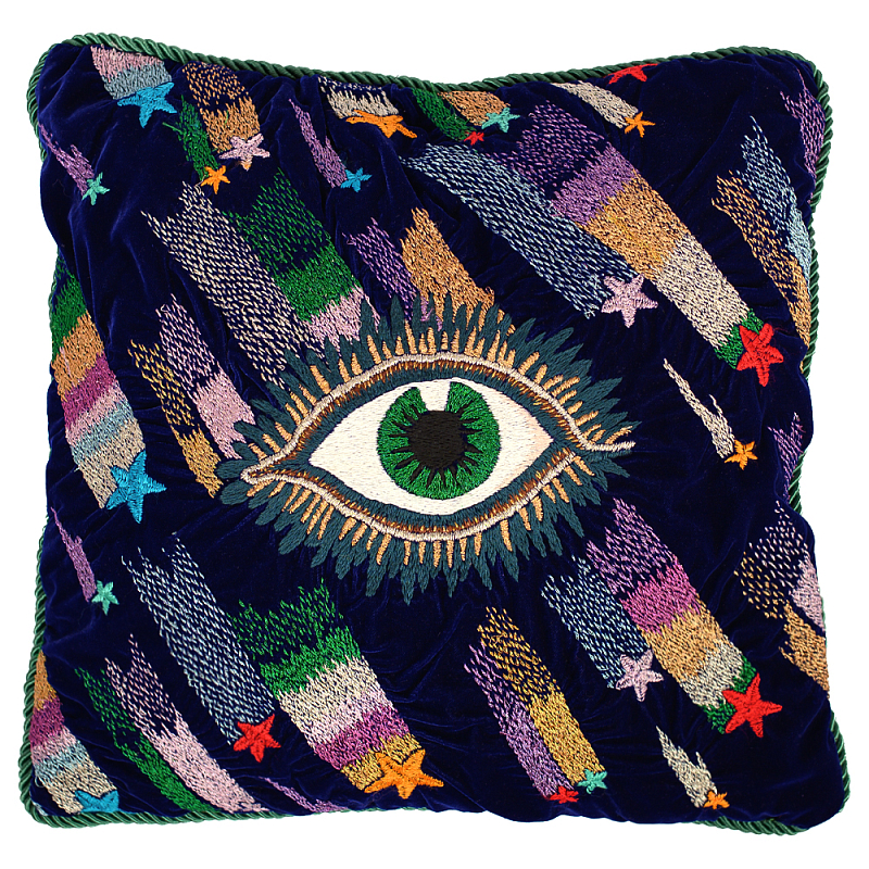Декоративная подушка с вышивкой стиль Gucci Eye Cushion Фиолетовый Мульти в Рязани | Loft Concept 