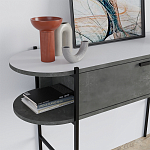 Консоль напольная серая с выдвижным ящиком и 2-мя полками с белой столешницей OTIS CONSOLE RETRO GRAY варинант исполнения - 4 | Loft Concept в Рязани