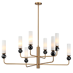 Люстра на штанге с 8-ю цилиндрическими матовыми плафонами и шарами из камня Orb Essence варинант исполнения - 5 | Loft Concept в Рязани