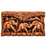 Панно из дерева слоны Panel With Animals варинант исполнения - 1 | Loft Concept в Рязани