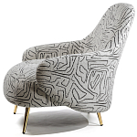 Кресло мягкое с принтом на золотистых ножках Onlooker варинант исполнения - 1 | Loft Concept в Рязани