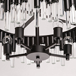 Люстра круглая из матового черного металла с подвесками из прозрачных стеклянных трубок Noir Tubes варинант исполнения - 10 | Loft Concept в Рязани