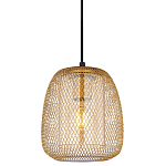 Подвесной светильник со стеклянным плафоном цилиндрической формы и металлической сеткой Metal Mesh Gold варинант исполнения - 1 | Loft Concept в Рязани