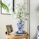 Ваза с бело-синей росписью и изображением цветов Blue & White Ornament варинант исполнения - 5 | Loft Concept в Рязани