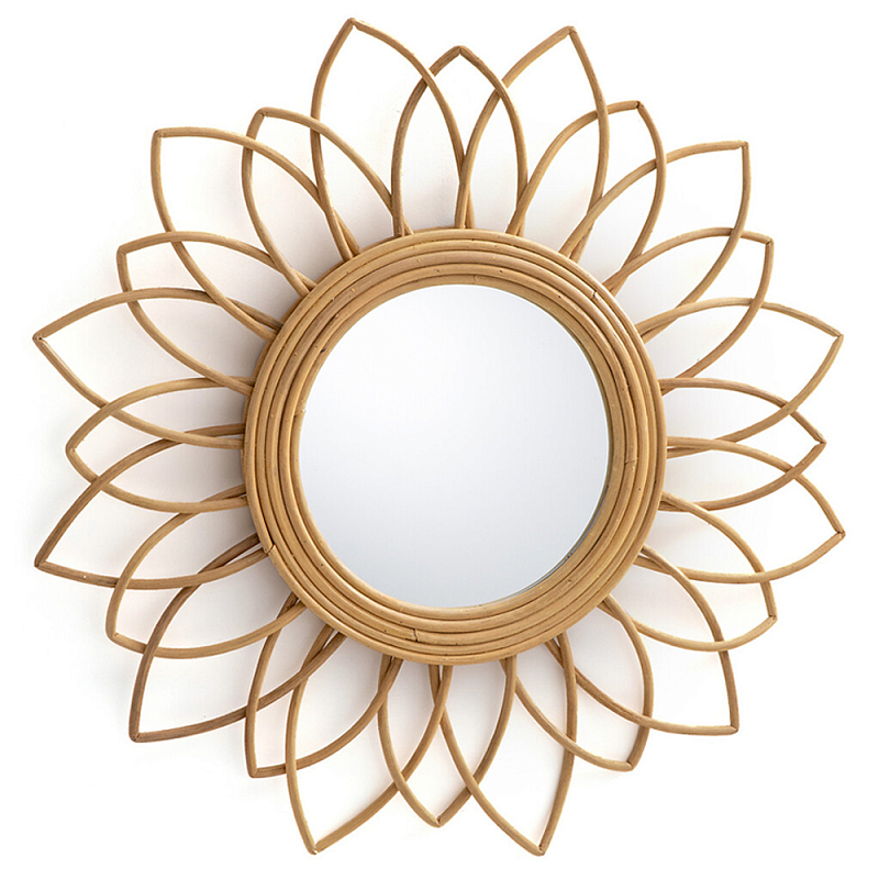 Зеркало из ротанга в форме цветка WICKER MIRROR 65 Бежевый Зеркало из ротанга в форме цветка WICKER MIRROR 65 Бежевый в Рязани | Loft Concept