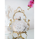 Конфетница с бронзовой ручкой и фарфоровой птичкой на крышке Eden Garden варинант исполнения - 4 | Loft Concept в Рязани
