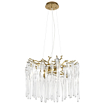 Люстра подвесная круглая в виде ветвей деревьев бронзового цвета с прозрачными подвесками-каплями Droplet Chandelier варинант исполнения - 3 | Loft Concept в Рязани