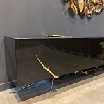 Дизайнерский комод чёрный глянцевый с основанием в виде золотых ветвей Meta Credenza  варинант исполнения - 3 | Loft Concept в Рязани