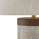 Настольная лампа с тканевым абажуром и основанием из кожи Leather Column варинант исполнения - 1 | Loft Concept в Рязани