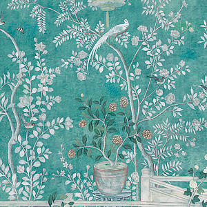 Обои ручная роспись Salon Vert Neptune Green Edo