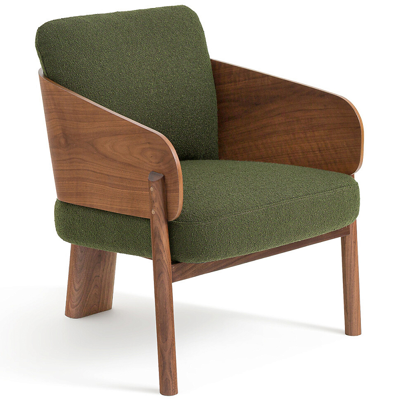 Кресло с каркасом из массива ореха Gallin Chair Green Коричневый Зеленый Кресло с каркасом из массива ореха Gallin Chair Green Коричневый Зеленый в Рязани | Loft Concept