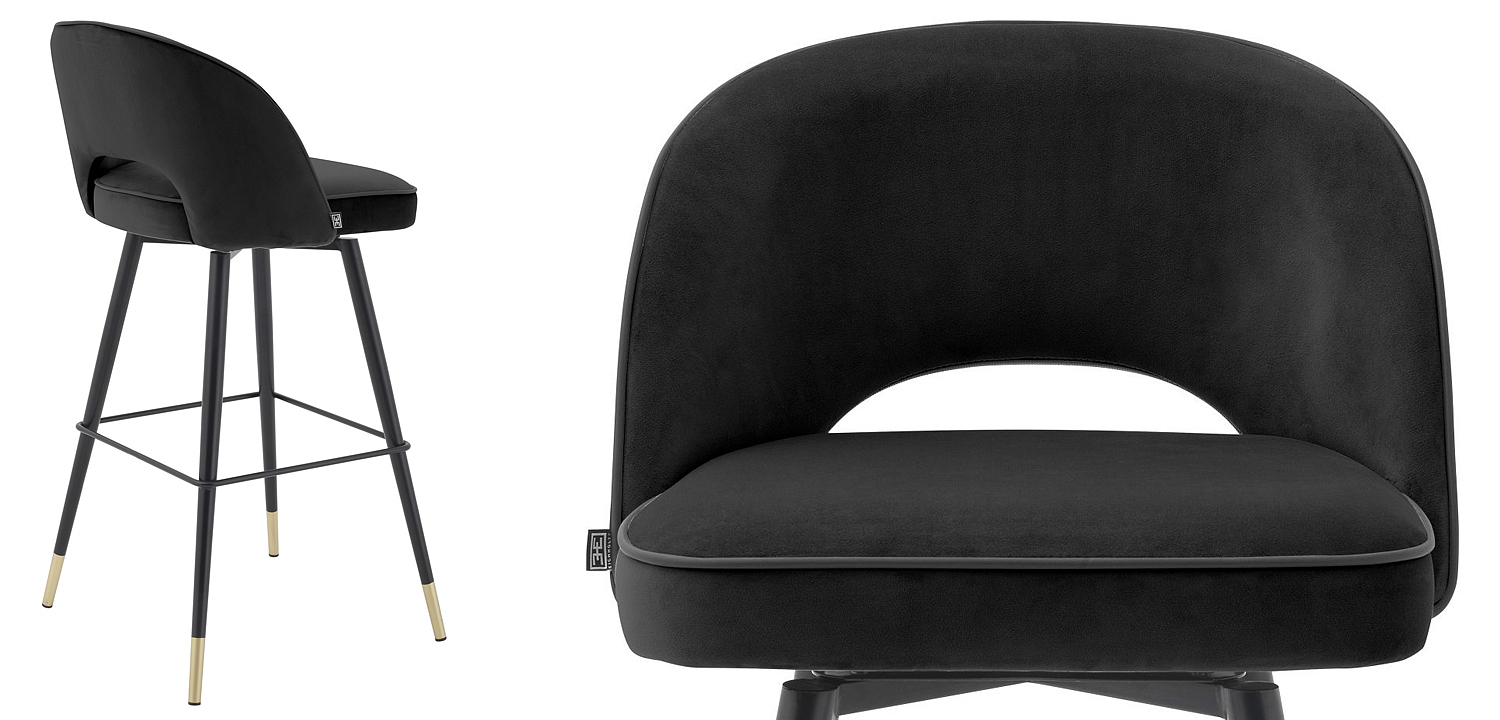 Комплект барных стульев Eichholtz Bar Stool Cliff set of 2 black Комплект барных стульев Eichholtz Bar Stool Cliff set of 2 black - Loft-Concept в Рязани