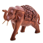 Статуэтка из дерева суар в виде слона в традиционном облачении Elephant in blanket варинант исполнения - 1 | Loft Concept в Рязани