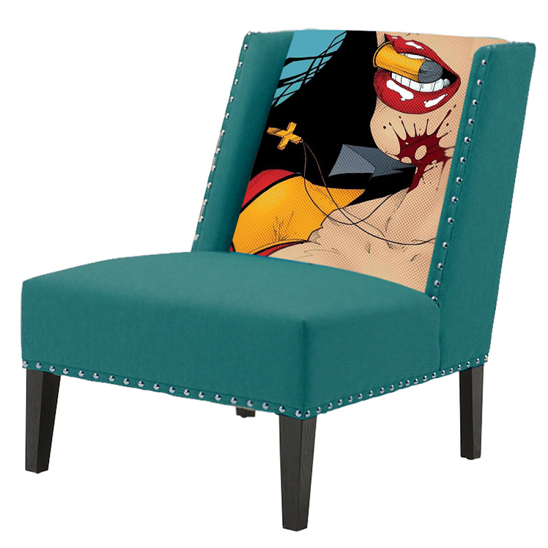 FUN Armchair "Super woman" Turquoise Дизайнерское кресло с цветным принтом Бирюзовый FUN Armchair "Super woman" Turquoise Дизайнерское кресло с цветным принтом Бирюзовый в Рязани | Loft Concept