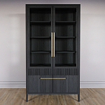 Витрина Primo со стеклянными фасадами и буфетом шпон Черный дуб варинант исполнения - 2 | Loft Concept в Рязани