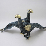 Статуэтка бронзовая пара Павлины синие Bronze Birds варинант исполнения - 1 | Loft Concept в Рязани