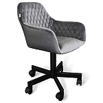 Стул с мягкой серой обивкой из велюра и подъемно-поворотным механизмом на черных колесиках Harper Gray варинант исполнения - 1 | Loft Concept в Рязани