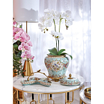 Блюдо из голубого фарфора с бронзовой ручкой в виде ветки Blue Garden варинант исполнения - 4 | Loft Concept в Рязани