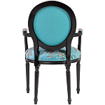 Полукресло из массива бука бирюзовое с изображением птиц и цветов Turquoise Chinoiserie Garden Chair варинант исполнения - 2 | Loft Concept в Рязани