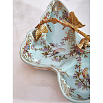 Блюдо из голубого фарфора с бронзовой ручкой в виде ветки Blue Garden варинант исполнения - 6 | Loft Concept в Рязани