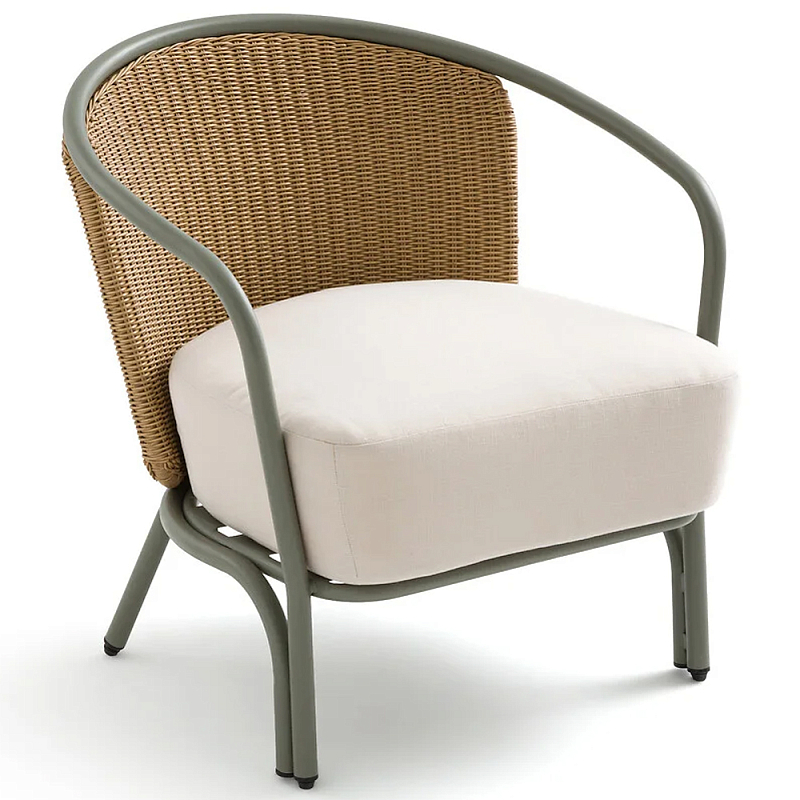 Садовое кресло с каркасом из стали Kenneth Chair Зеленый шалфей Коричневый Молочный Садовое кресло с каркасом из стали Kenneth Chair Зеленый шалфей Коричневый Молочный в Рязани | Loft Concept
