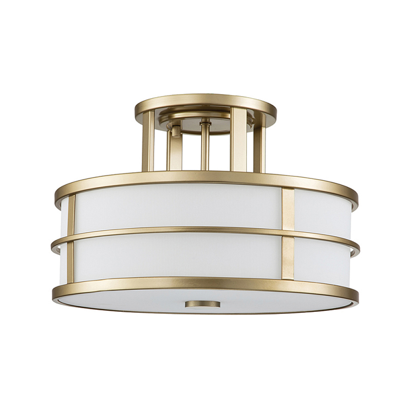 Потолочный светильник с белым матовым абажуром в металлическом каркасе Feiss Белый Латунь в Рязани | Loft Concept 