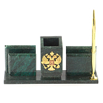 Настольный письменный набор из змеевика с визитницами и ручкой Successful Leader варинант исполнения - 1 | Loft Concept в Рязани