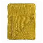 Плед из хлопка жемчужной вязки горчичного цвета Waffle Comfort варинант исполнения - 1 | Loft Concept в Рязани