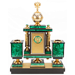 Настольный письменный набор из малахита и долерита с декором в виде герба России Leader Organizer варинант исполнения - 3 | Loft Concept в Рязани