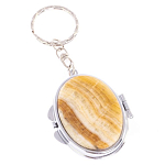 Зеркало брелок карманное двухстороннее из натурального камня Оникс Silver Stone Mirrors варинант исполнения - 1 | Loft Concept в Рязани