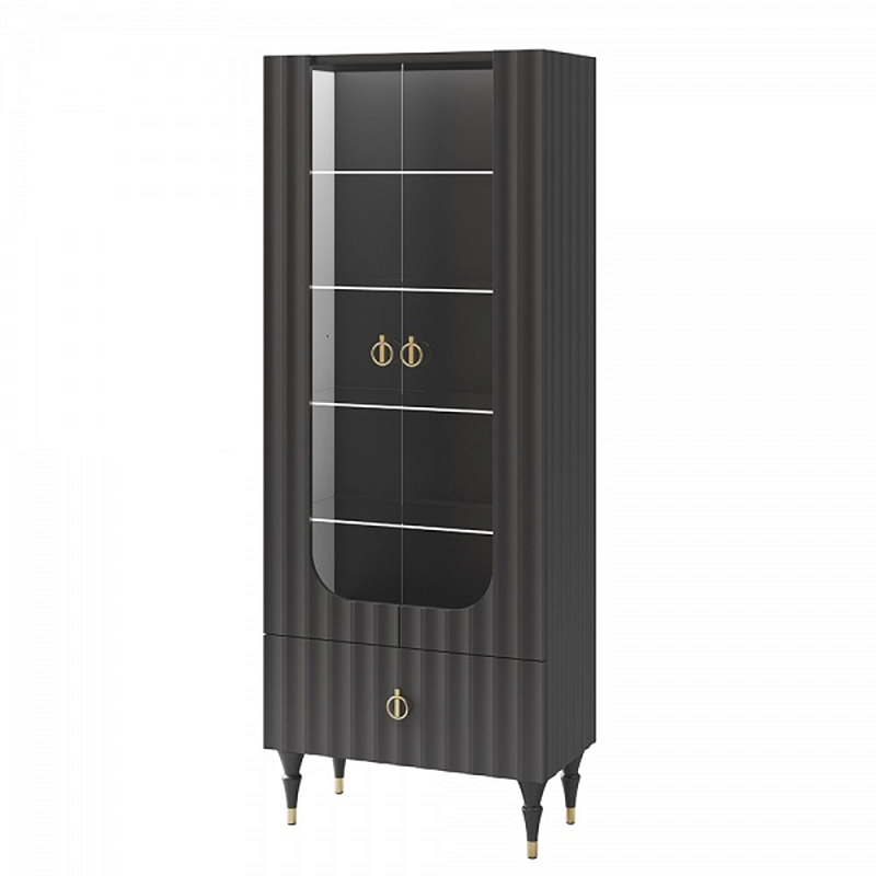 Витрина двухдверная с ящиком Antique Order Графит Золотой Витрина двухдверная с ящиком Antique Order Графит Золотой в Рязани | Loft Concept