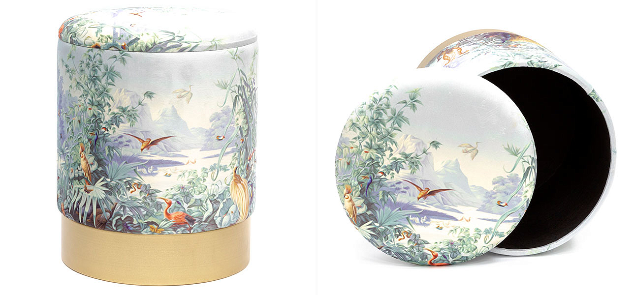 Пуф PUF Jungle Print с крышкой Adrian Пуф PUF Jungle Print с крышкой Adrian - Loft-Concept в Рязани