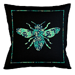 Подушка декоративная пчела с бирюзовым узором Ikat Pattern варинант исполнения - 1 | Loft Concept в Рязани