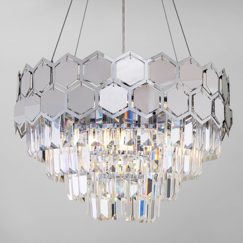 Люстра Hanging Hexagon Moira Chandelier chrome Прозрачный (Transparent) Хром Люстра Hanging Hexagon Moira Chandelier chrome Прозрачный (Transparent) Хром в Рязани | Loft Concept