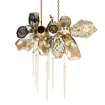 Люстра подвесная с 18-ю стеклянными плафонами с вертикальными подвесками Gilded Mirage  варинант исполнения - 1 | Loft Concept в Рязани